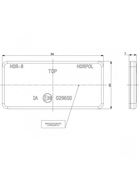 LA75005 - Reflector Naranja Rectangular 94x44 mm Autoadhesivo