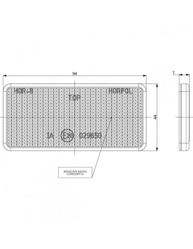 LA75006 - Reflector Rojo Rectangular 94x44 mm Autoadhesivo