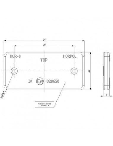 LA75001 - Reflector Blanco Rectangular 94x44 mm Atornillado