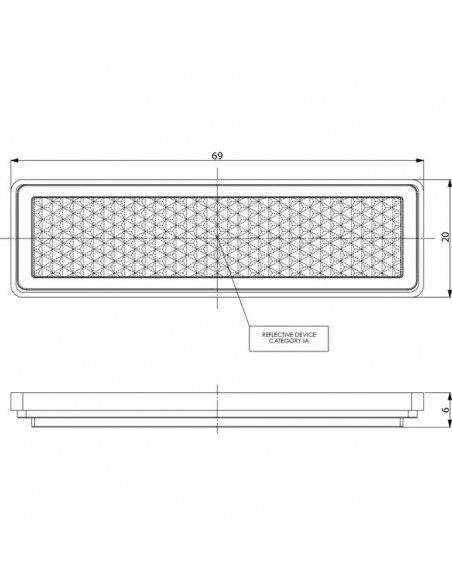 LA75008 - Reflector Naranja Rectangular 69x20 mm Autoadhesivo