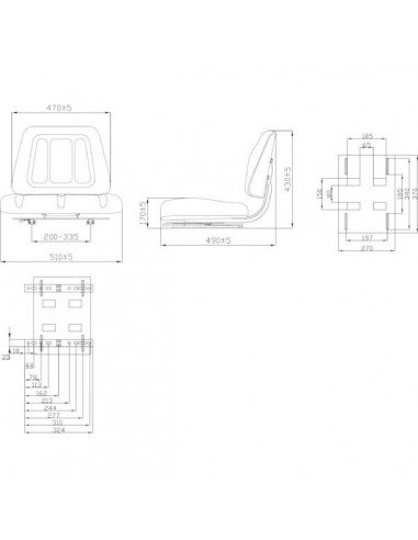 TS20000GP - Asiento de PVC 490x430 mm.