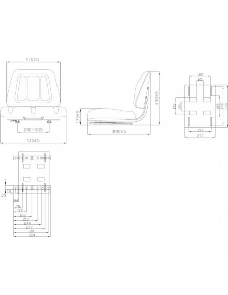 TS20000GP - Asiento de PVC 490x430 mm.